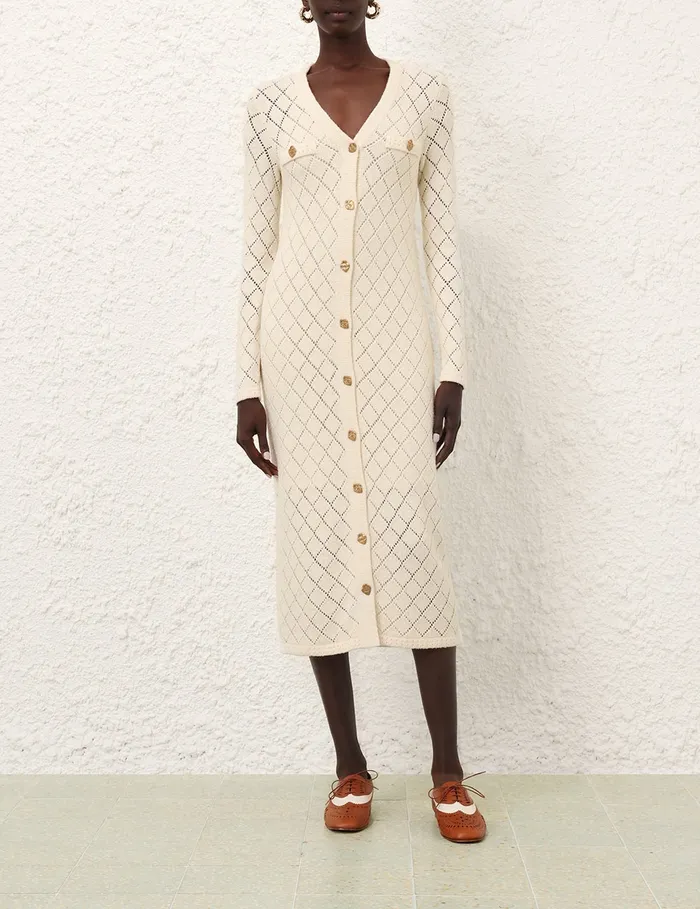 Women Zimmermann Dresses Crush Pointelle Midi Dress Cream