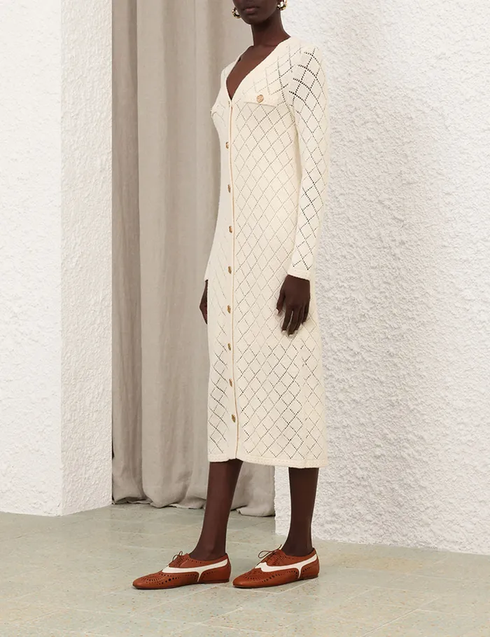 Women Zimmermann Dresses Crush Pointelle Midi Dress Cream