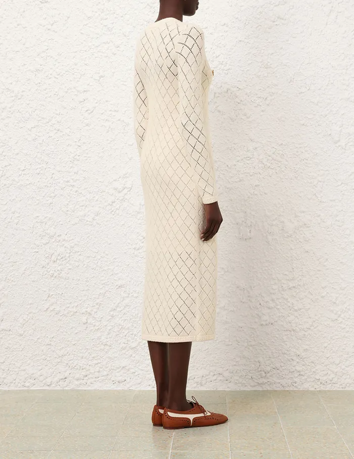 Women Zimmermann Dresses Crush Pointelle Midi Dress Cream