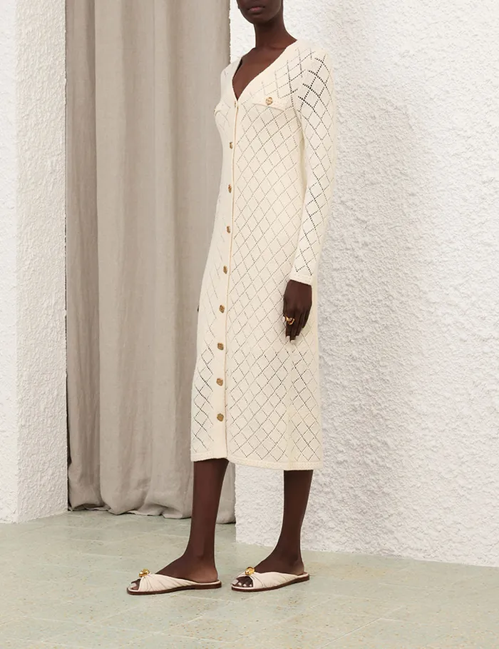Women Zimmermann Dresses Crush Pointelle Midi Dress Cream