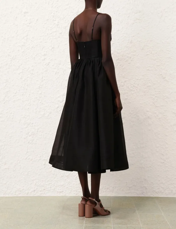 Women Zimmermann Dresses Illustration V Neck Midi Dress Black