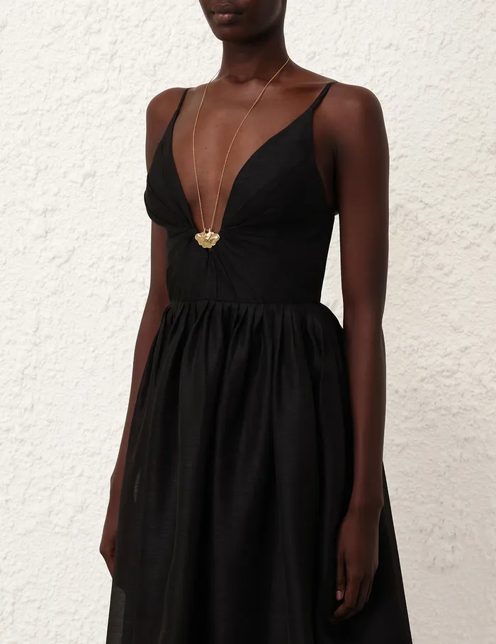 Women Zimmermann Dresses Illustration V Neck Midi Dress Black