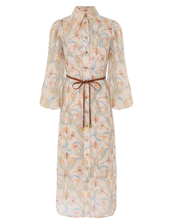 Women Zimmermann Dresses Pavilion Midi Tunic Dress Sage Venus Lily