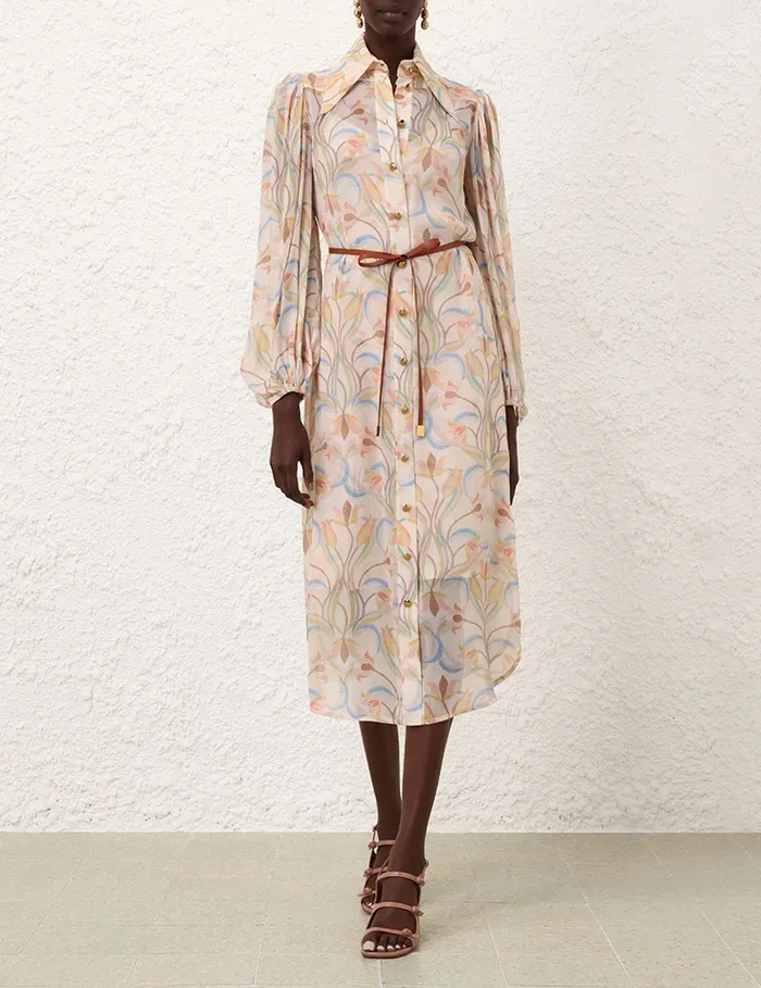 Women Zimmermann Dresses Pavilion Midi Tunic Dress Sage Venus Lily