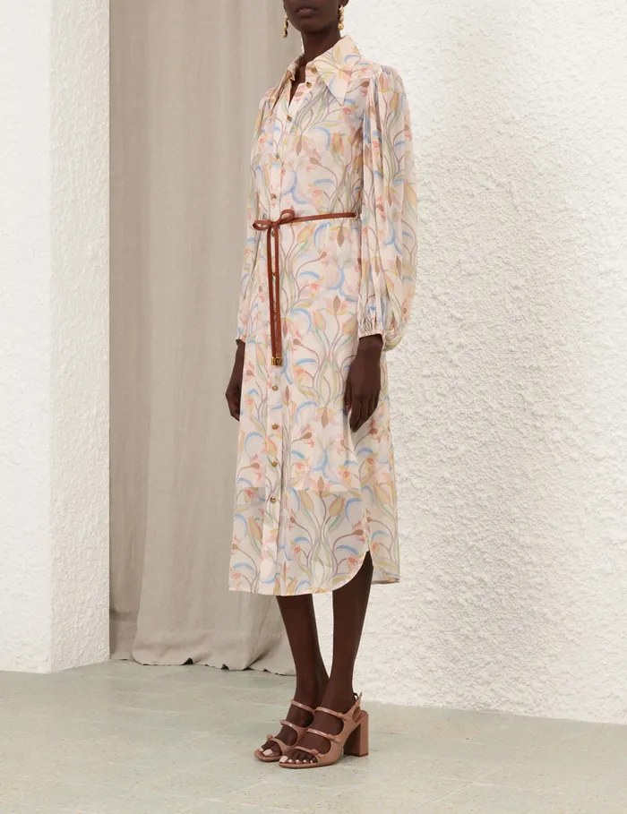 Women Zimmermann Dresses Pavilion Midi Tunic Dress Sage Venus Lily