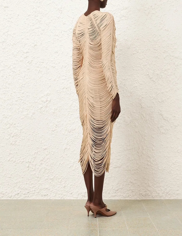 Women Zimmermann Dresses Pavilion Rouleau Midi Dress Cream