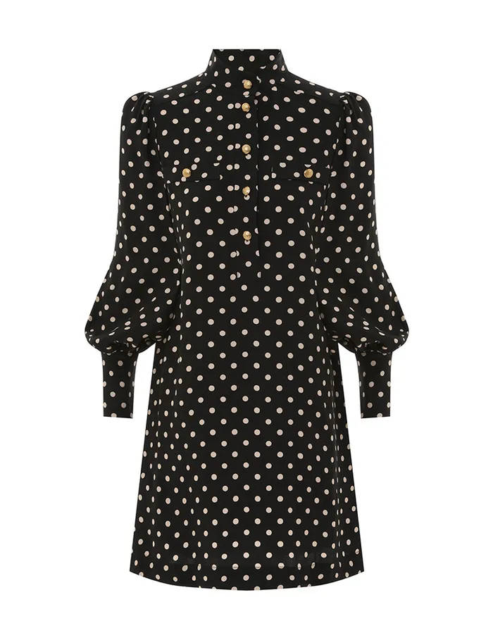 Women Zimmermann Dresses Utility Mini Dress Blackcream Dot