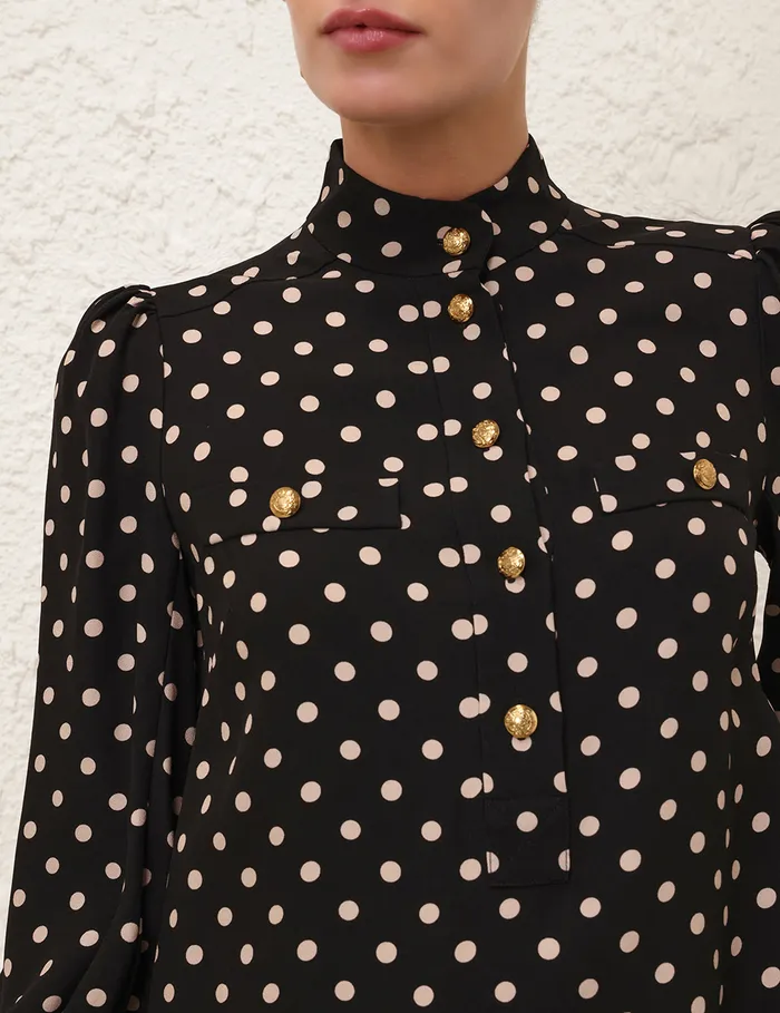 Women Zimmermann Dresses Utility Mini Dress Blackcream Dot