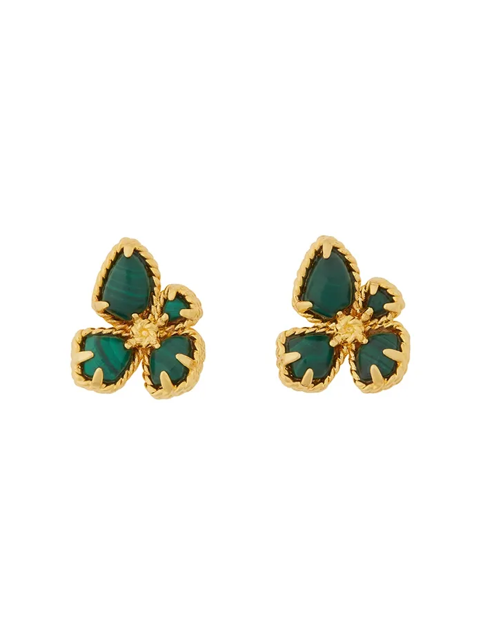 Women Zimmermann Earrings Bloom Studs Goldmalachite