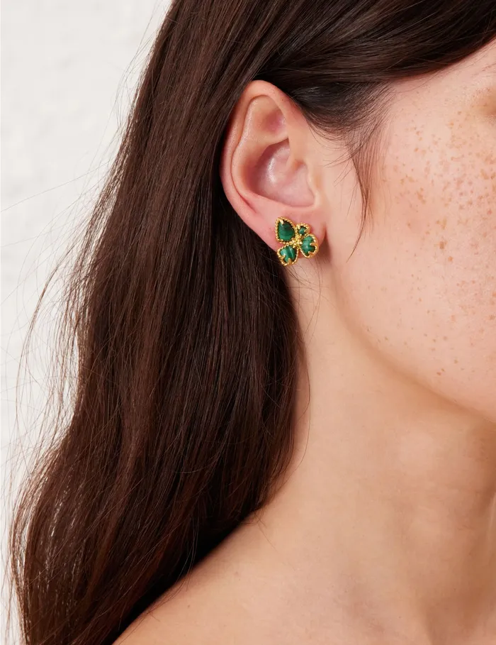 Women Zimmermann Earrings Bloom Studs Goldmalachite