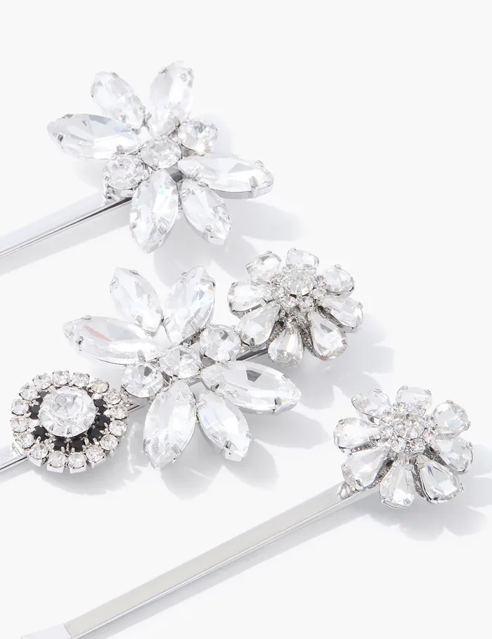Women Zimmermann Hair Accessories Embellished Hair Pin Set Silverclear