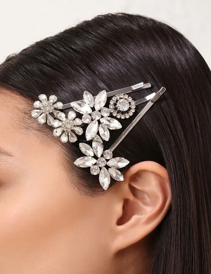 Women Zimmermann Hair Accessories Embellished Hair Pin Set Silverclear