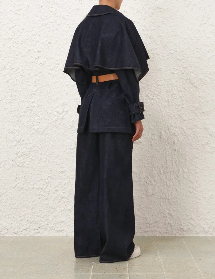 Women Zimmermann Jackets and Coats Crush Denim Trench Coat Night Sky