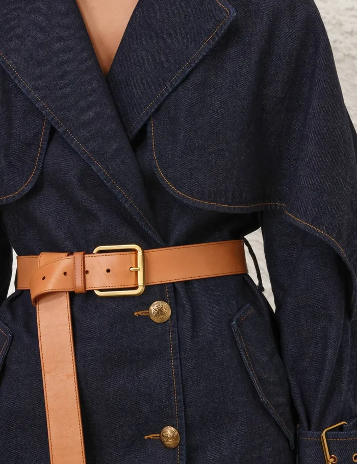 Women Zimmermann Jackets and Coats Crush Denim Trench Coat Night Sky