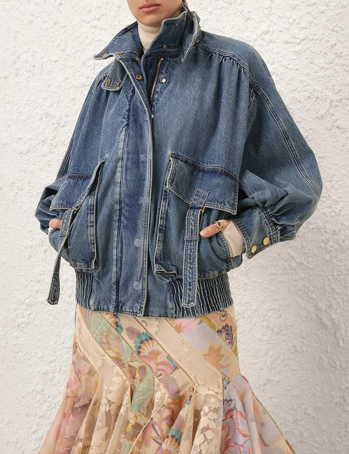Women Zimmermann Jackets and Coats Illustration Denim Jacket Neptune