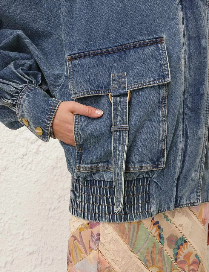 Women Zimmermann Jackets and Coats Illustration Denim Jacket Neptune