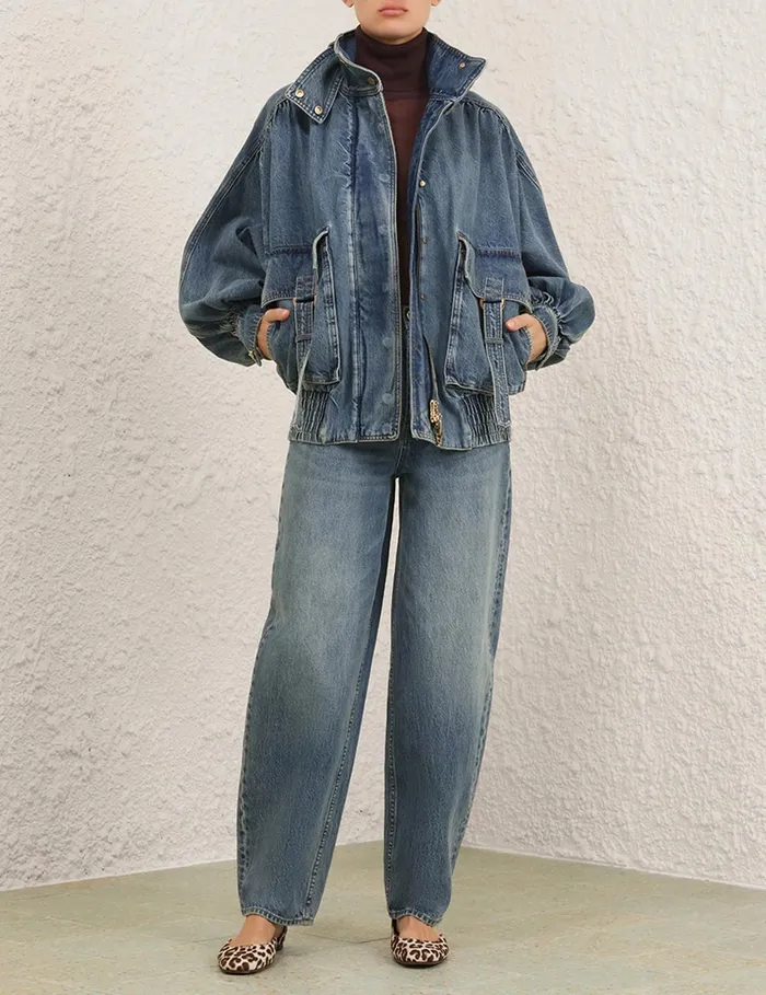 Women Zimmermann Jackets and Coats Illustration Denim Jacket Neptune