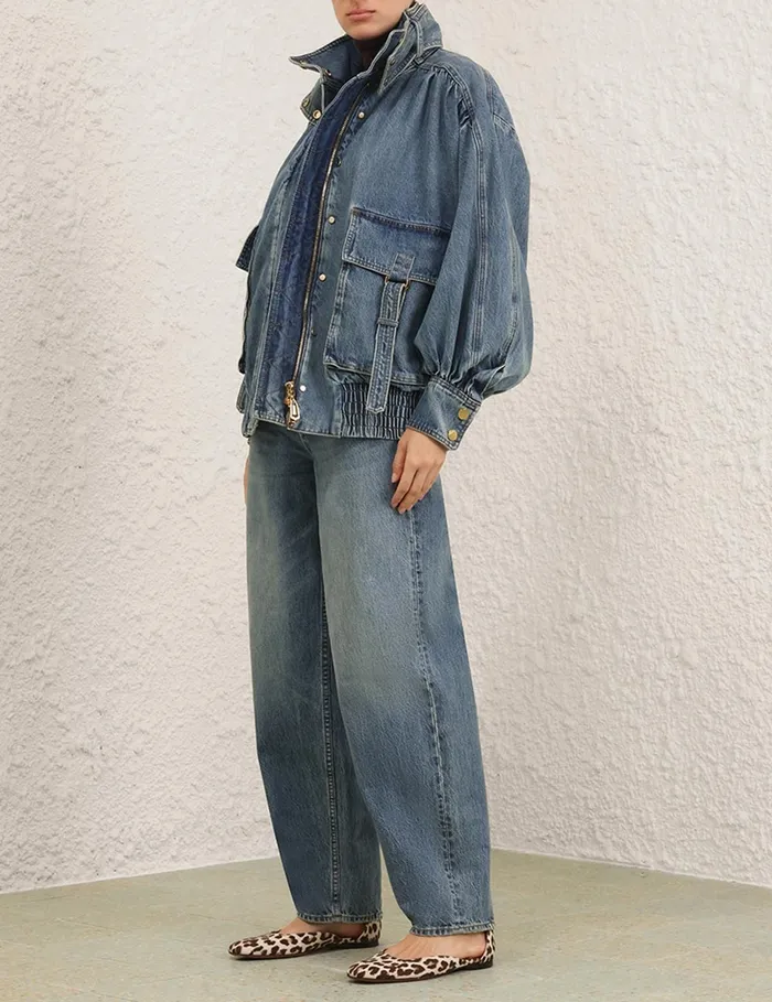 Women Zimmermann Jackets and Coats Illustration Denim Jacket Neptune