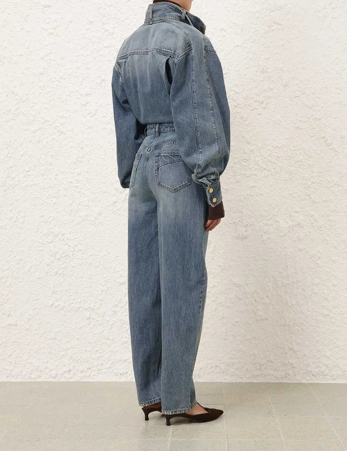 Women Zimmermann Jumpsuits and Playsuits Illustration Denim Boilersuit Neptune