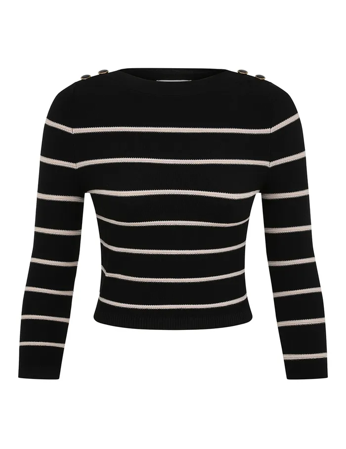 Women Zimmermann Knitwear Crush Stripe Cropped Top Blackcream