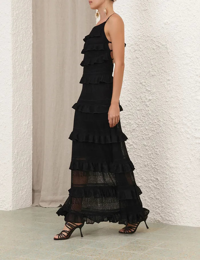 Women Zimmermann Knitwear Illustration Open Back Dress Black