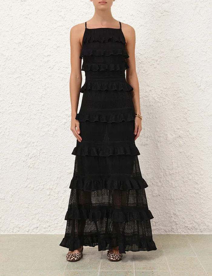 Women Zimmermann Knitwear Illustration Open Back Dress Black