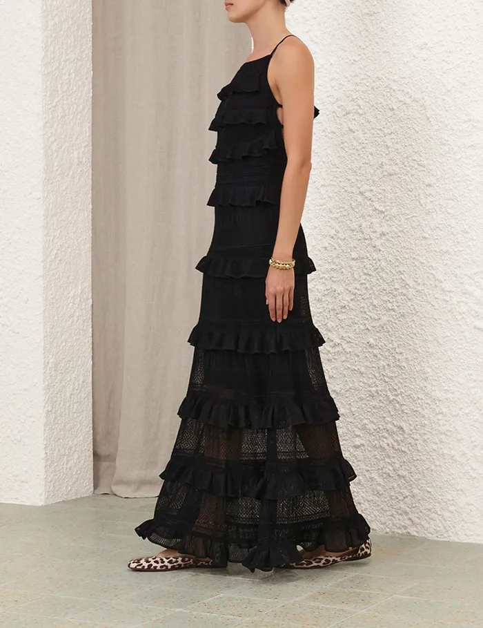 Women Zimmermann Knitwear Illustration Open Back Dress Black