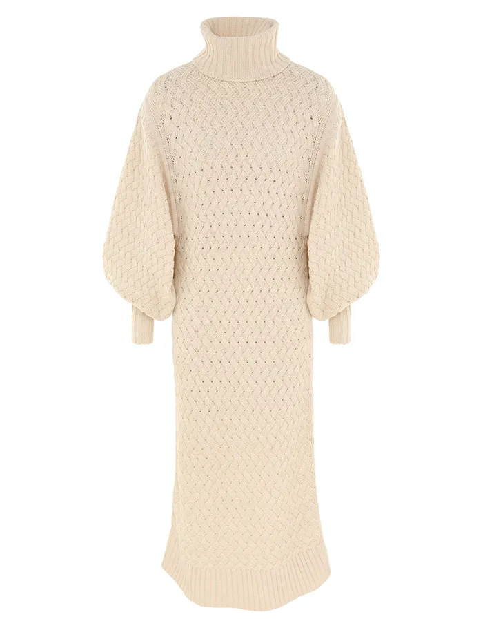 Women Zimmermann Knitwear Illustration Textured Dress Cream
