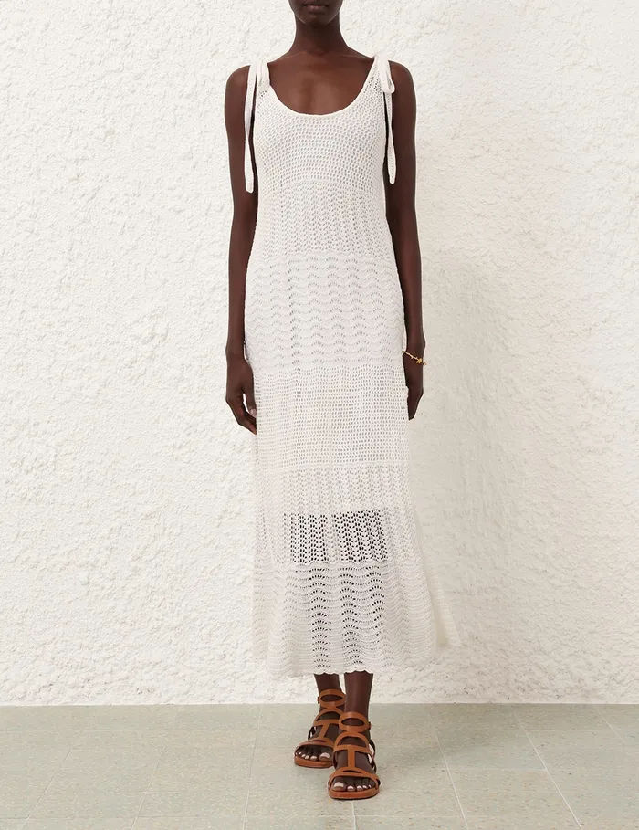Women Zimmermann Knitwear Lightburst Textured Dress Ivory