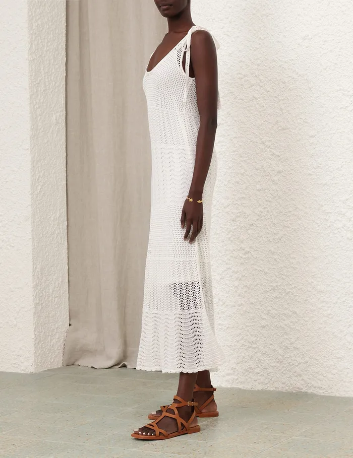 Women Zimmermann Knitwear Lightburst Textured Dress Ivory