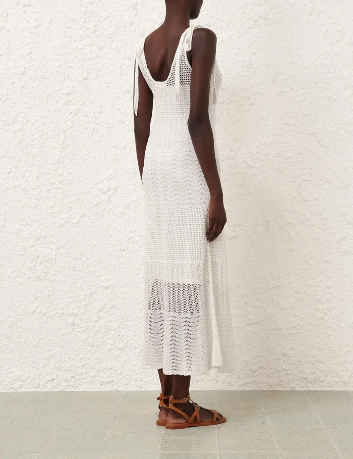Women Zimmermann Knitwear Lightburst Textured Dress Ivory