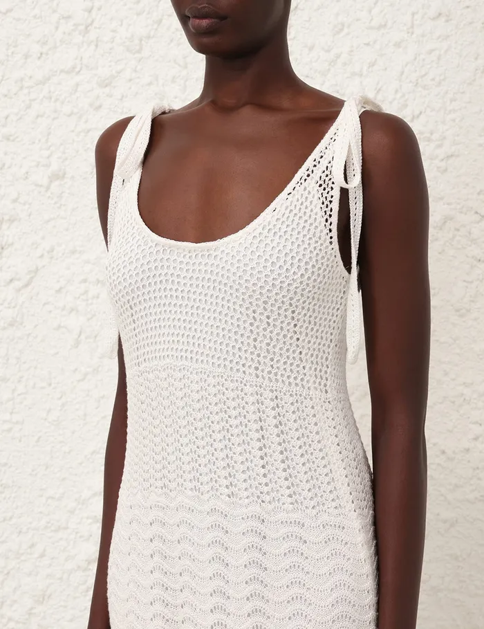 Women Zimmermann Knitwear Lightburst Textured Dress Ivory