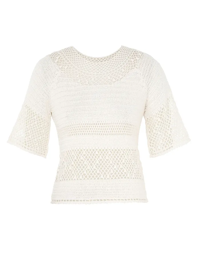Women Zimmermann Knitwear Ottie Crochet Top Ivory
