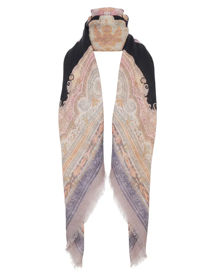Women Zimmermann Scarves Printed Shawl Tear Drop Rug Black