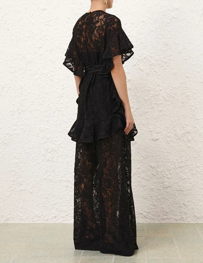 Women Zimmermann Shorts and Pants Crush Belted Lace Pant Black