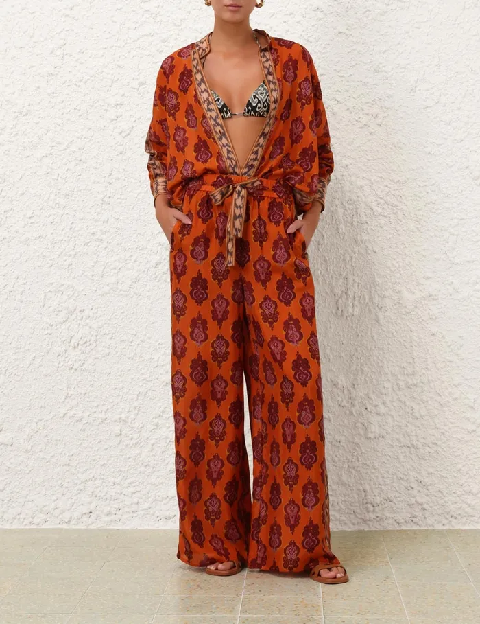 Women Zimmermann Shorts and Pants Wylie Relaxed Pant Sunset Ikat