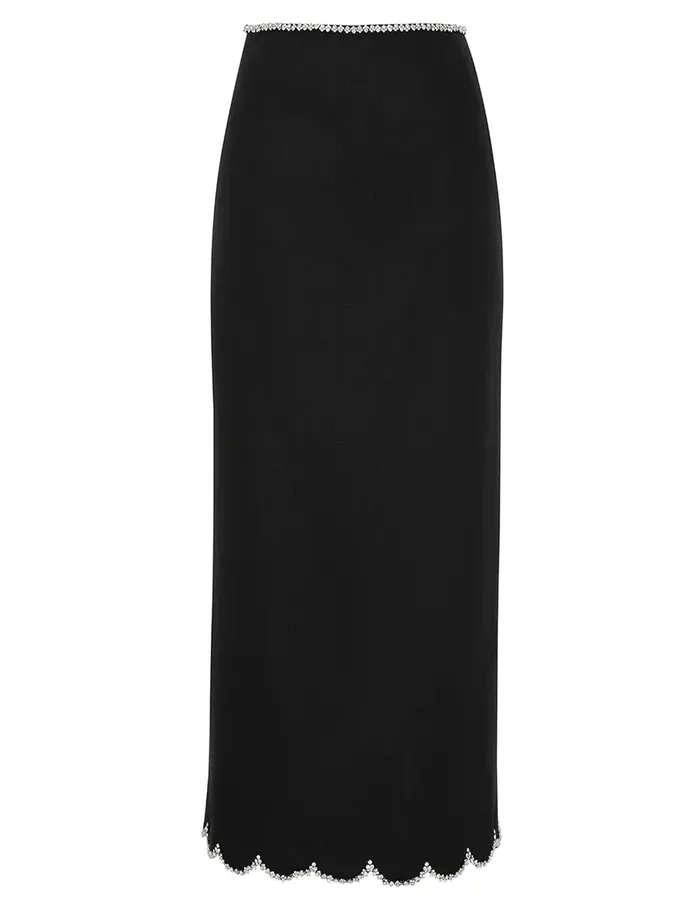 Women Zimmermann Skirts Crush Scalloped Midi Skirt Black