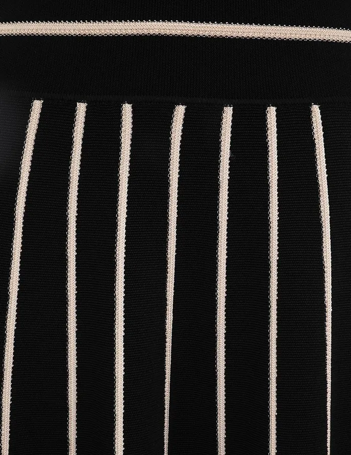 Women Zimmermann Skirts Crush Stripe Midi Skirt Blackcream