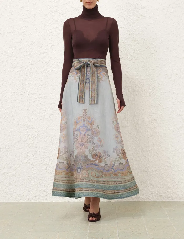 Women Zimmermann Skirts Eden Maxi Skirt Blue Paisley