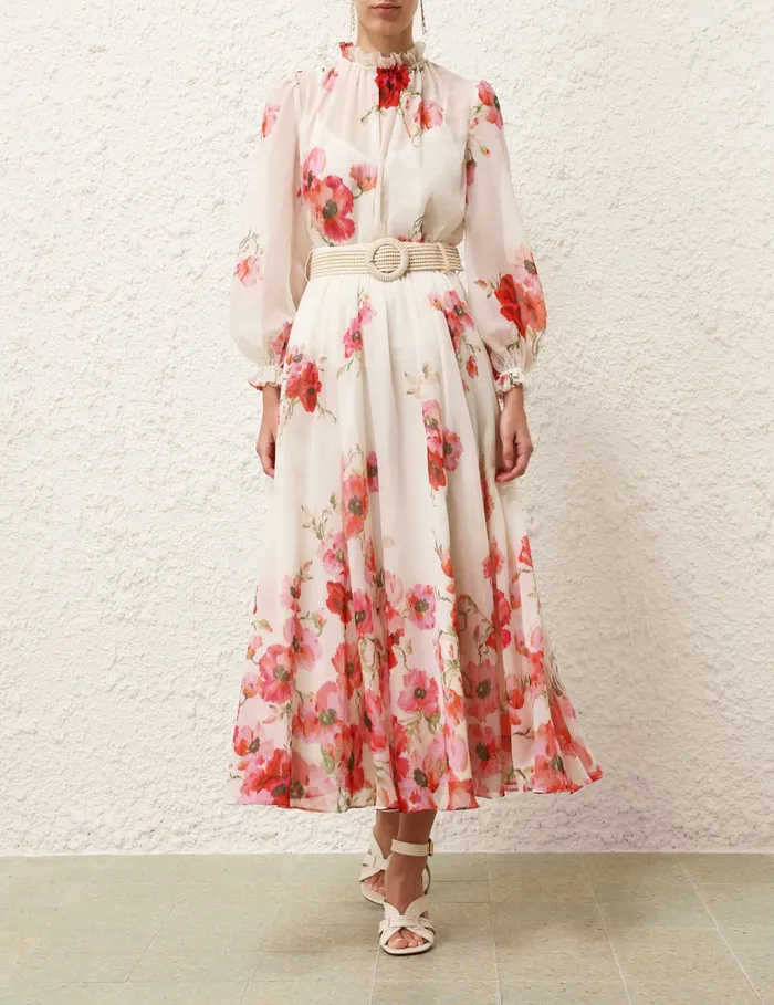 Women Zimmermann Skirts Lightburst Maxi Skirt Creamred Floral