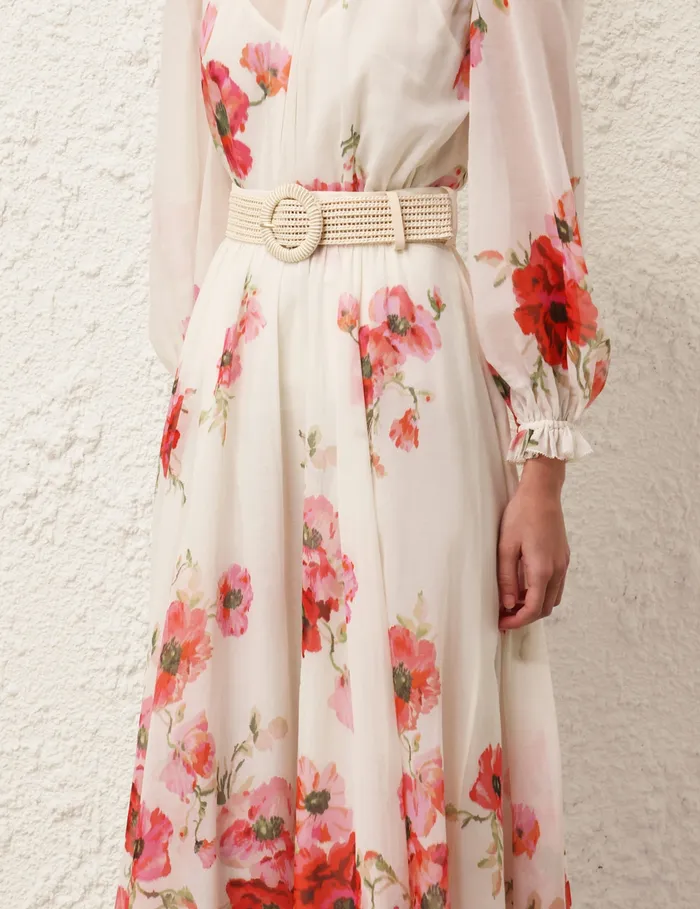 Women Zimmermann Skirts Lightburst Maxi Skirt Creamred Floral