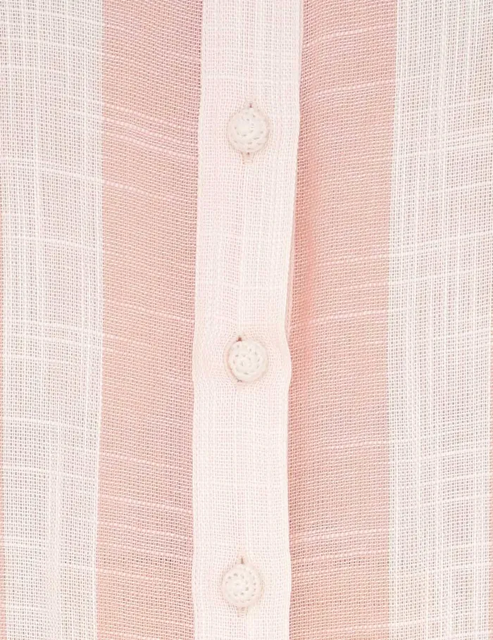Women Zimmermann Tops Acacia Blouson Shirt Pinkcream Stripe