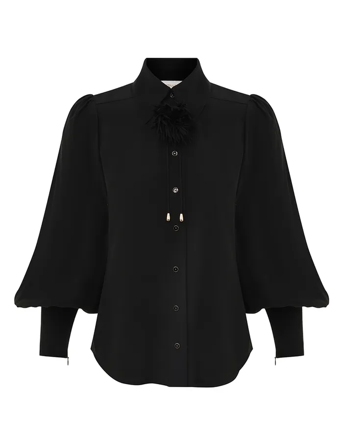 Women Zimmermann Tops Blouson Shirt Black