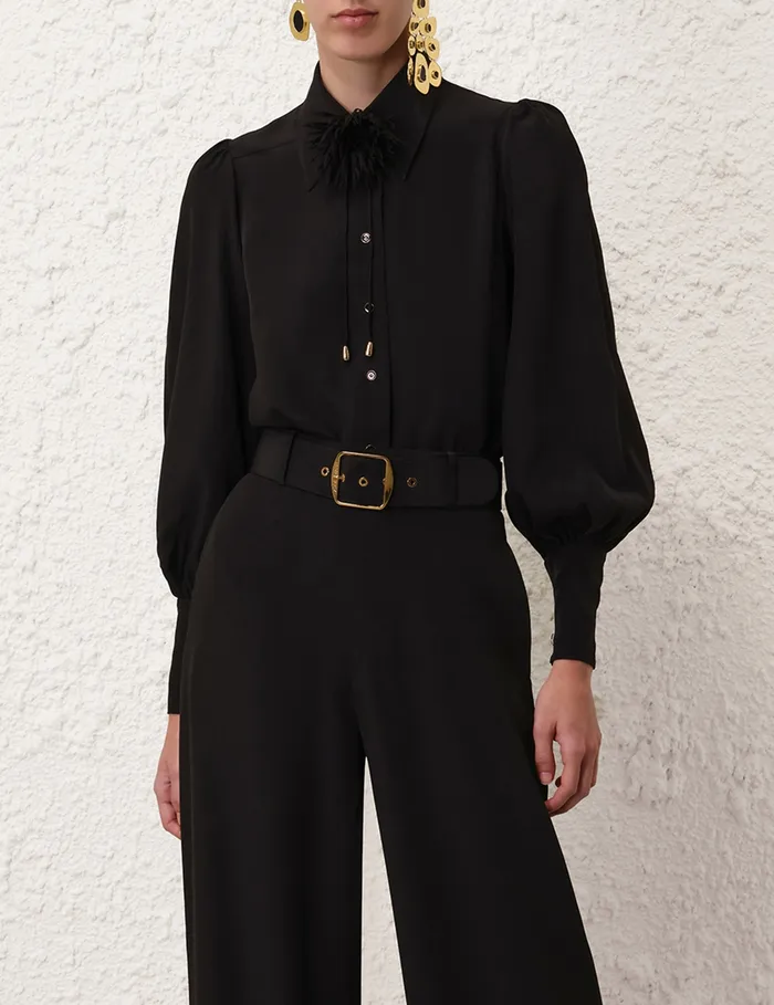 Women Zimmermann Tops Blouson Shirt Black