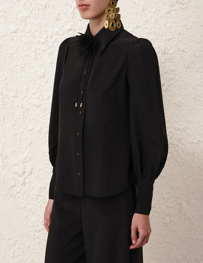 Women Zimmermann Tops Blouson Shirt Black