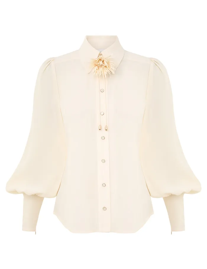 Women Zimmermann Tops Blouson Shirt Cream