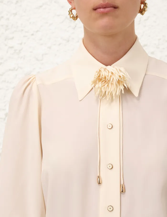 Women Zimmermann Tops Blouson Shirt Cream