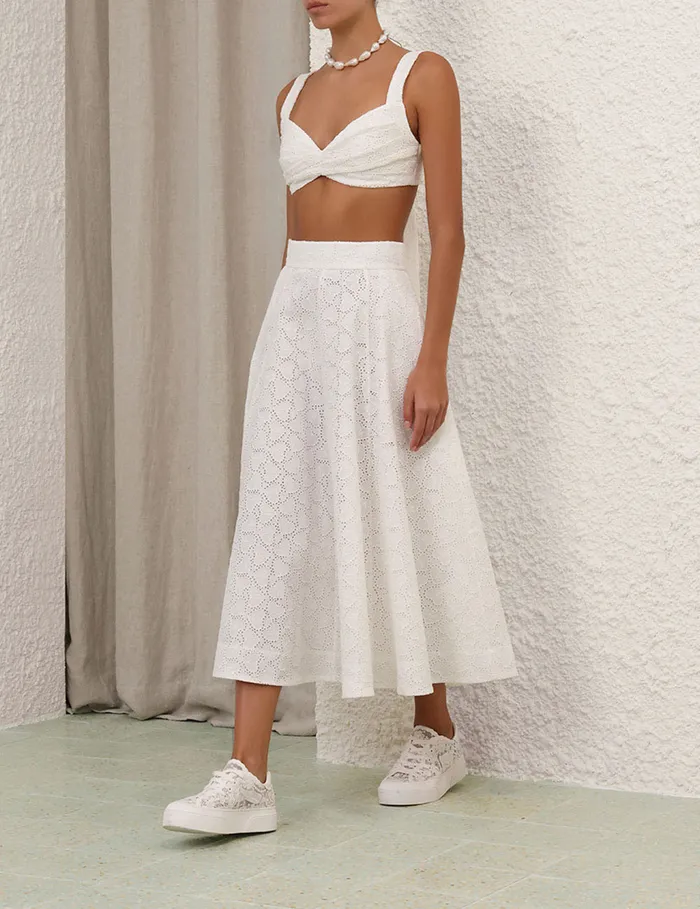 Women Zimmermann Tops Crush Embroidered Bralette Ivory