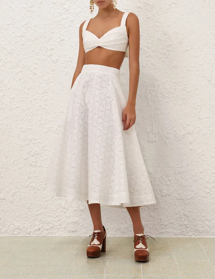 Women Zimmermann Tops Crush Embroidered Bralette Ivory