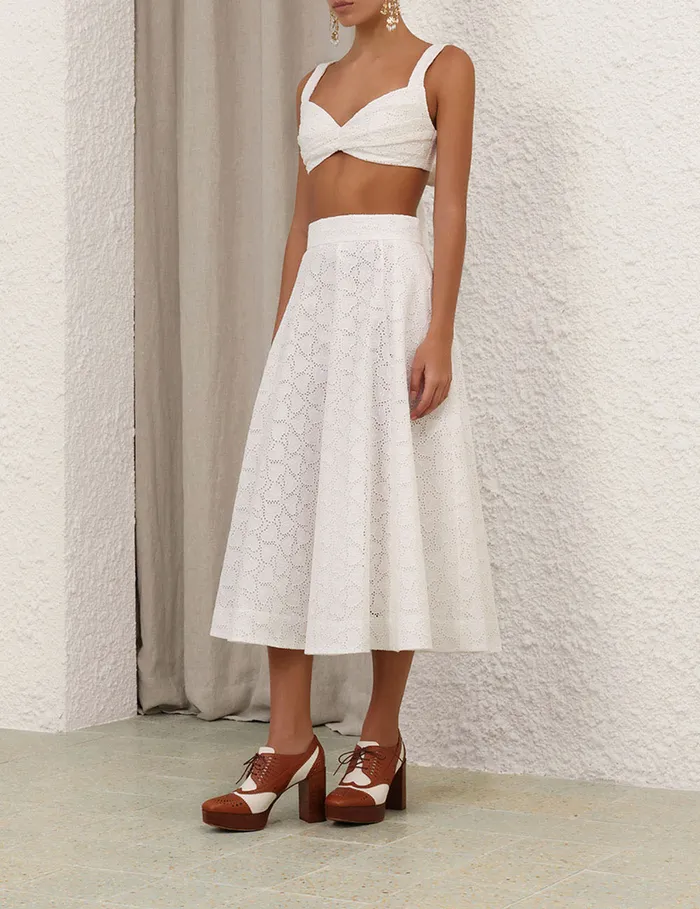 Women Zimmermann Tops Crush Embroidered Bralette Ivory